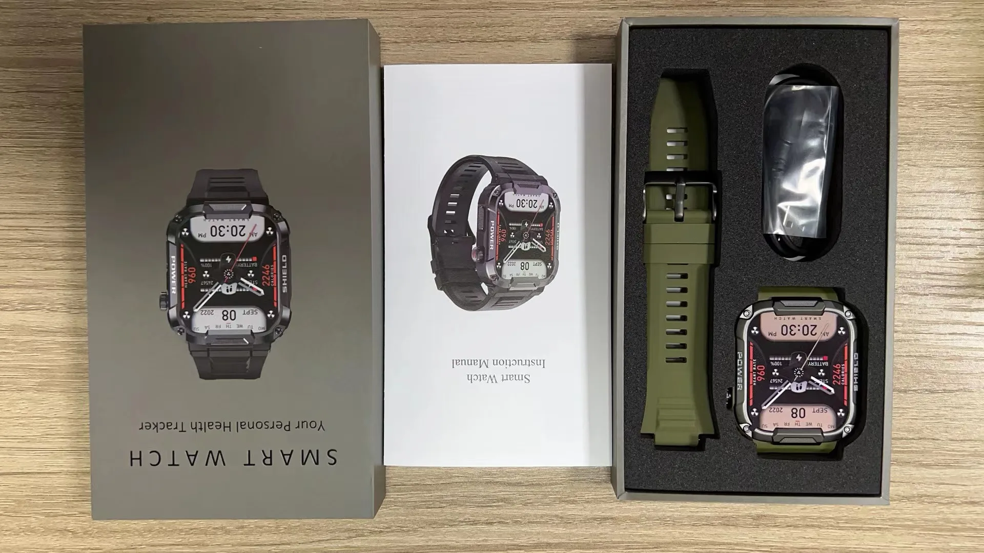 Rugged military-grade smartwatch with anti-smash and anti-fall design, real-time weather forecasts, and advanced health monitoring features