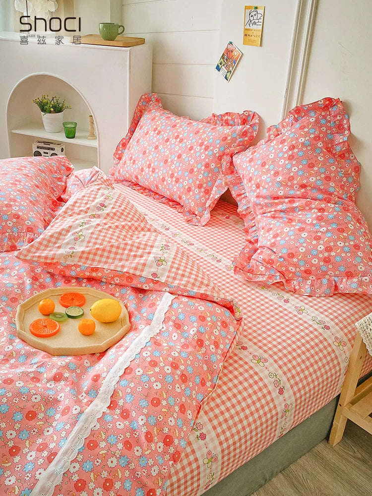 Premium cotton 4-piece duvet set with heart-inspired pattern, available in a range of Kiwi-friendly sizes