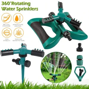 360-degree automatic rotating garden lawn water sprinkler system with adjustable nozzles for even, customizable coverage