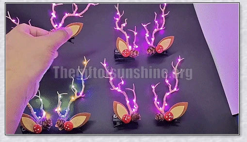 Festive Blinking Hair Clip with twinkling LED lights and adorable antler design for Christmas celebrations