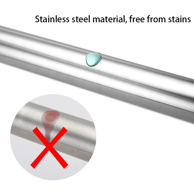 Adjustable stainless steel tension shower curtain rod with multiple size options to fit a variety of spaces in a Kiwi home