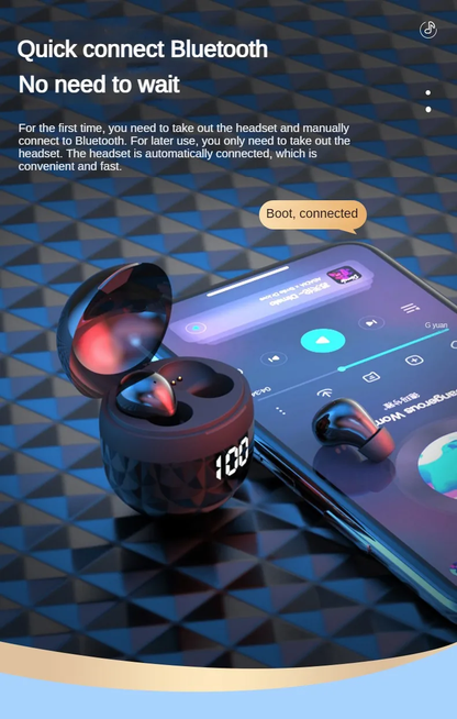 Ultra-lightweight Bluetooth 5.3 Invisible Earbuds with Immersive 6D Surround Sound, Noise Reduction, and Long Battery Life