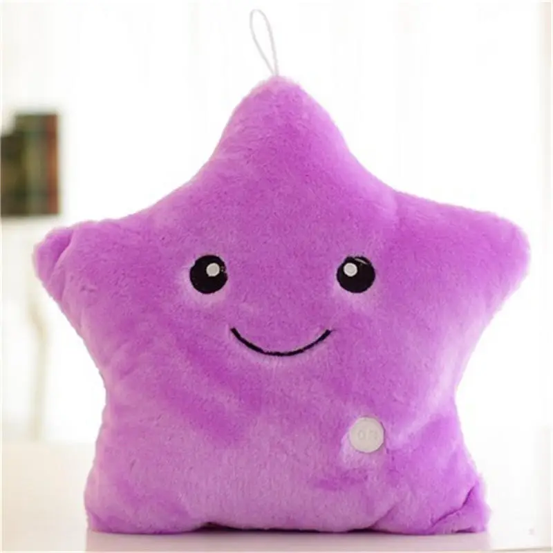 Soft, glowing plush pillow in the shape of a star, perfect for cuddling and providing a soothing nightlight for Kiwi kids