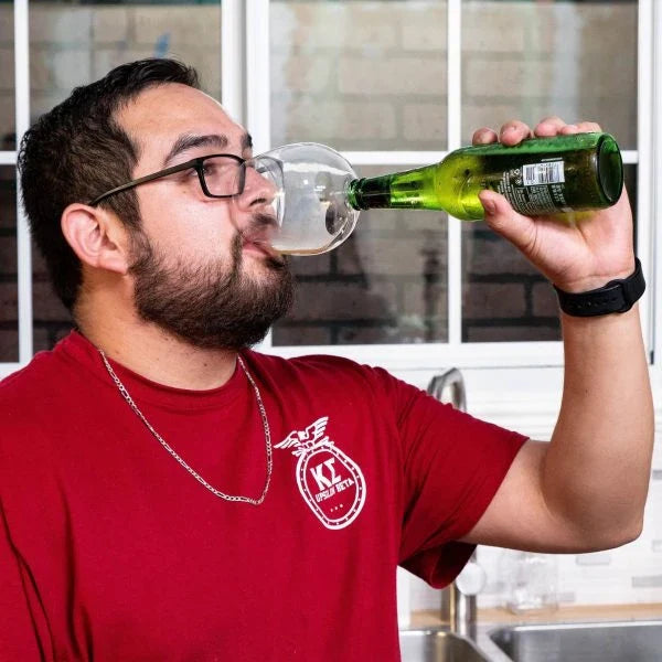 Premium borosilicate glass wine glass topper that transforms any wine bottle into a personal wine glass