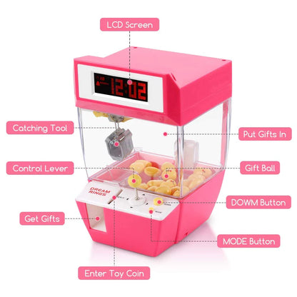 Kiwi-made coin-operated claw machine and alarm clock with precision controls and vibrant LED display