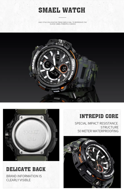 SMAEL Lagoon Edition Waterproof Shockproof Tactical Watch with Camouflage Design