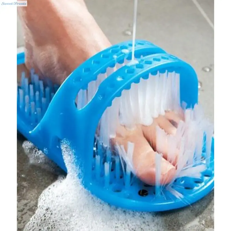 EasyFeet Shower Foot Cleaner and Massager with soft bristles and pumice stone for exfoliating, refreshing feet