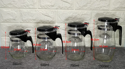 Elegant Japanese Glass Teapot with advanced filtering system, ergonomic handle, and range of sizes to suit individual or group tea servings