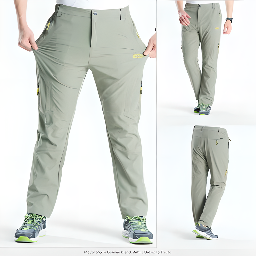 Durable stretch cargo pants for men with multiple pockets and reinforced stitching, ideal for outdoor adventures