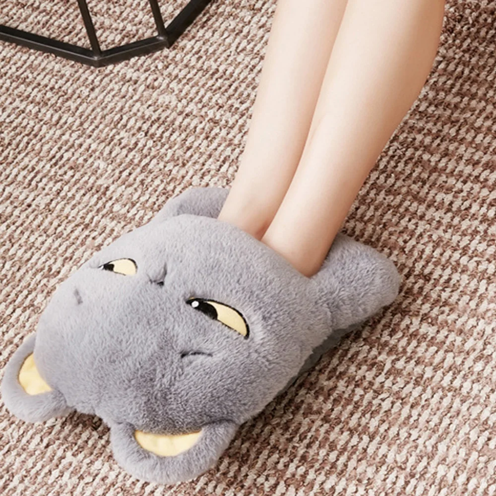 Cozy USB heated foot warmer slippers in a soft, fluffy gray design to keep your toes warm during New Zealand winters