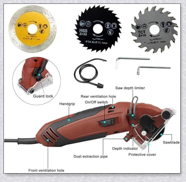 Versatile Multi-Function Circular Saw with 400-watt motor, adjustable depth, and premium blades for DIY projects