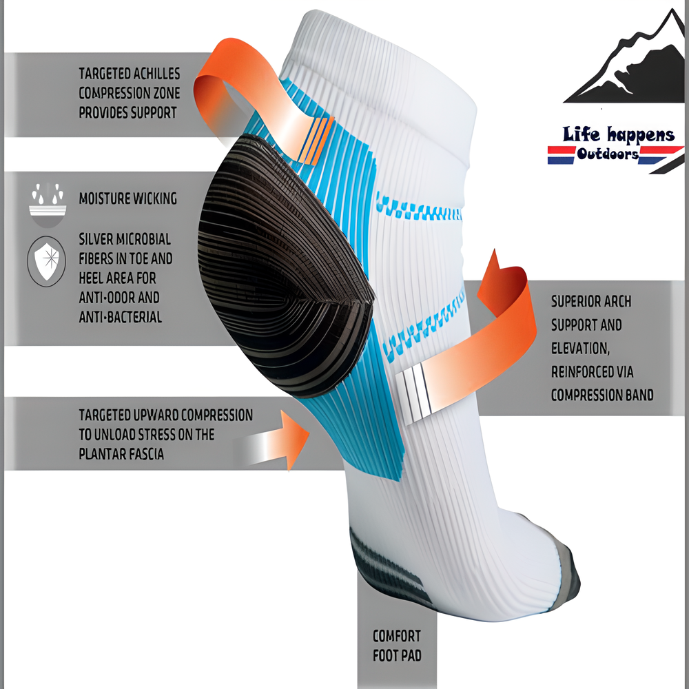 Supportive Heel and Ankle Compression Socks with targeted compression zones for Achilles, ankles, and heels