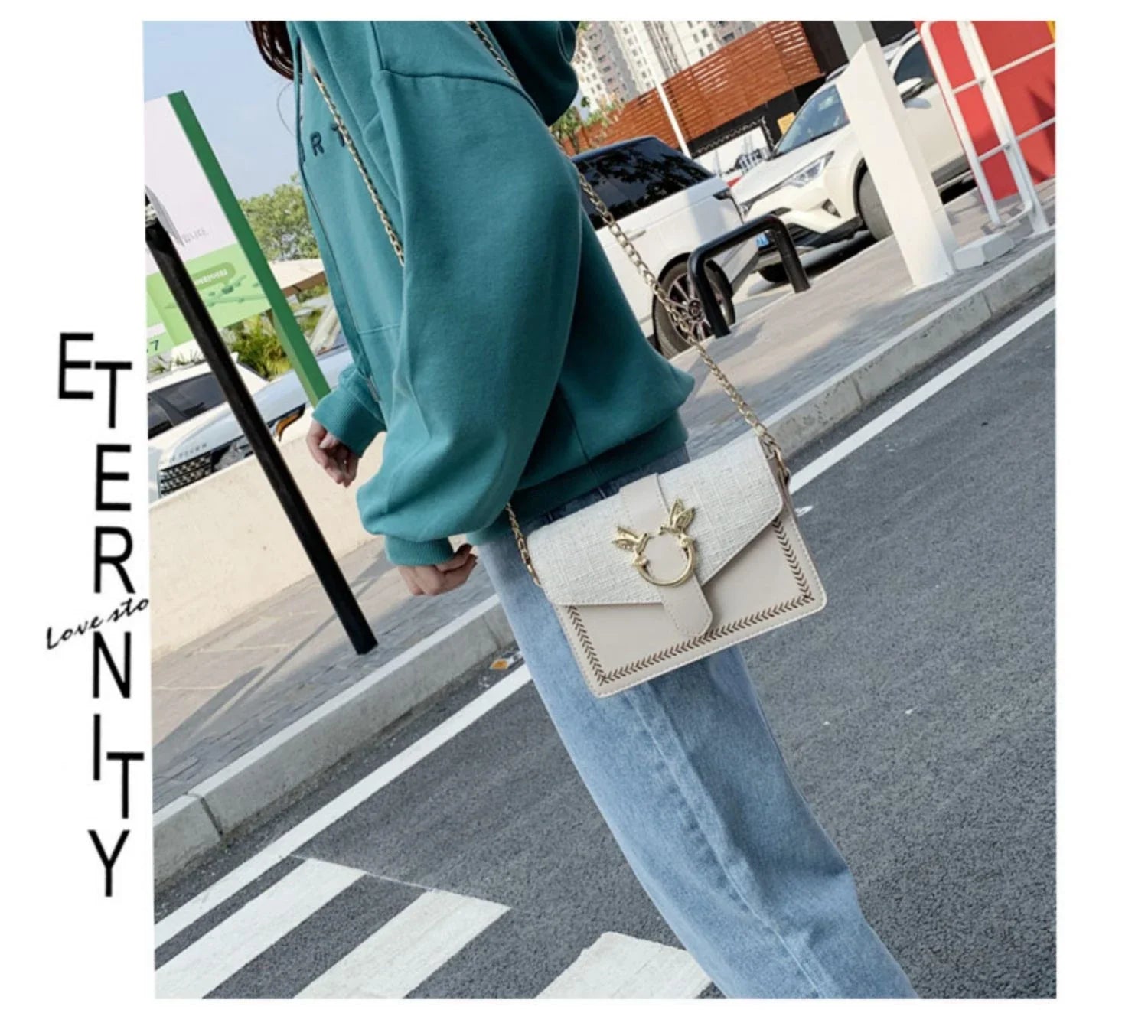 Elegant ladies chain shoulder bag made of premium artificial leather with a fashionable chain strap, perfect for Kiwi women.