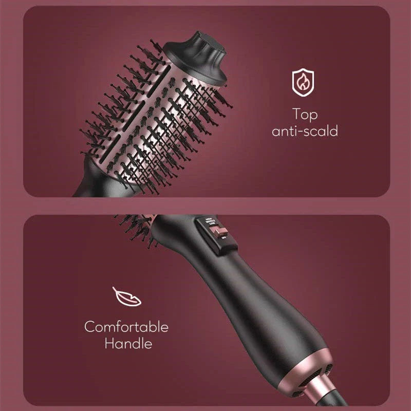 4-in-1 Hot Air Styling Brush with Oval Design for Voluminous Curls and Reduced Frizz