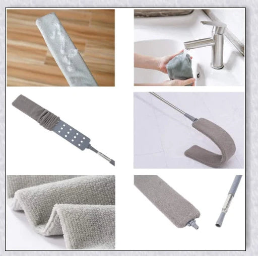 Versatile microfibre duster with extendable aluminium handle for easy cleaning of hard-to-reach areas