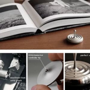 Elegant rotating gyroscope desk accessory with a mesmerizing, long-lasting spin