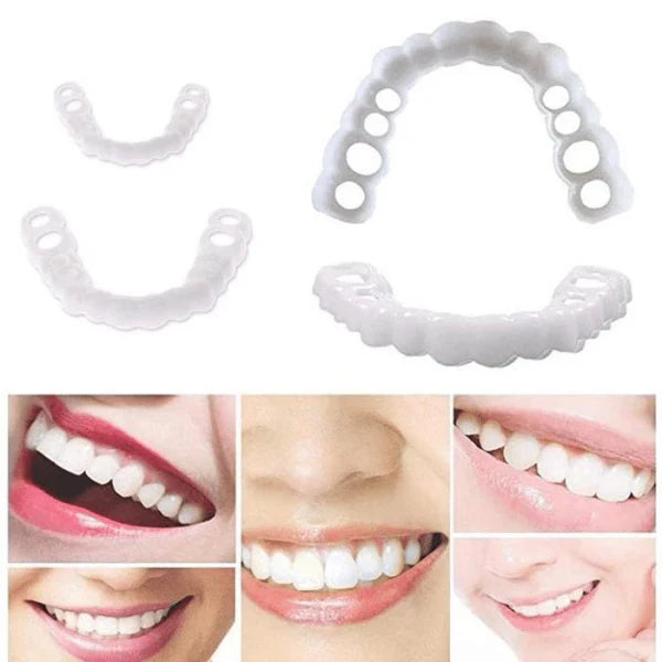 A set of comfortable, natural-looking snap-on dentures that can transform your smile in minutes.