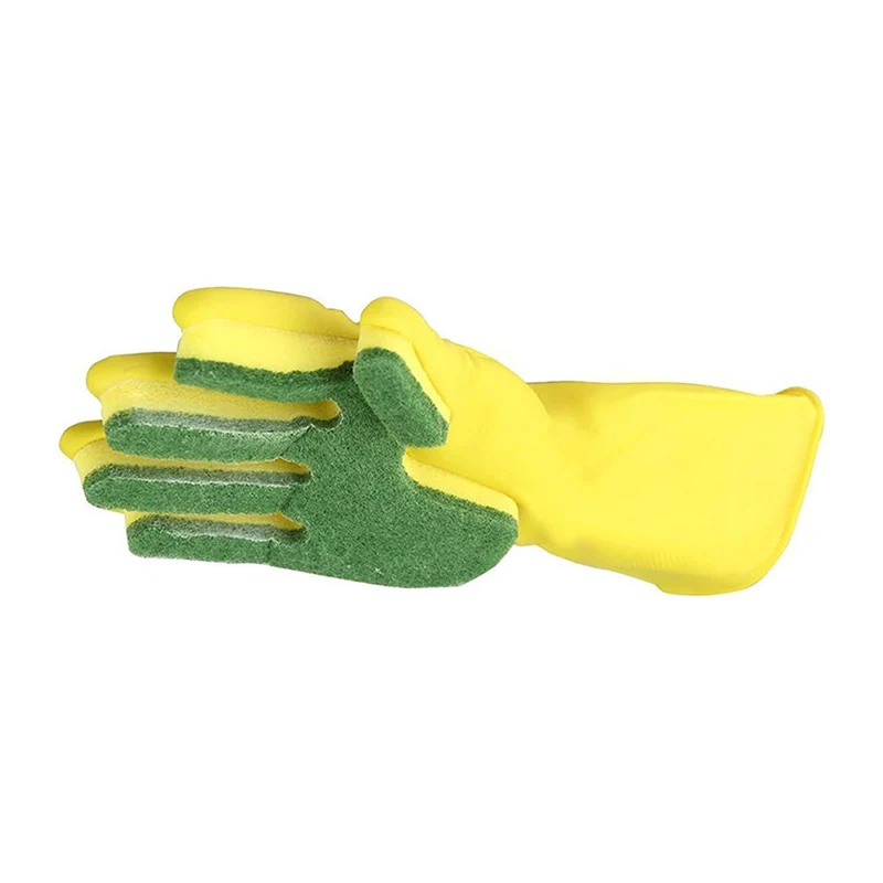 Dual-Duty Scrub Gloves with open-finger scrub sponge and closed-palm double-layer sponge design for effortless cleaning in the kitchen, bathroom, and beyond.