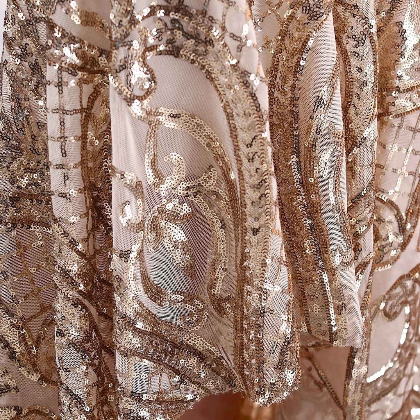 Sophisticated V-neck evening dress in white, black, and gold colours for formal events and parties in New Zealand