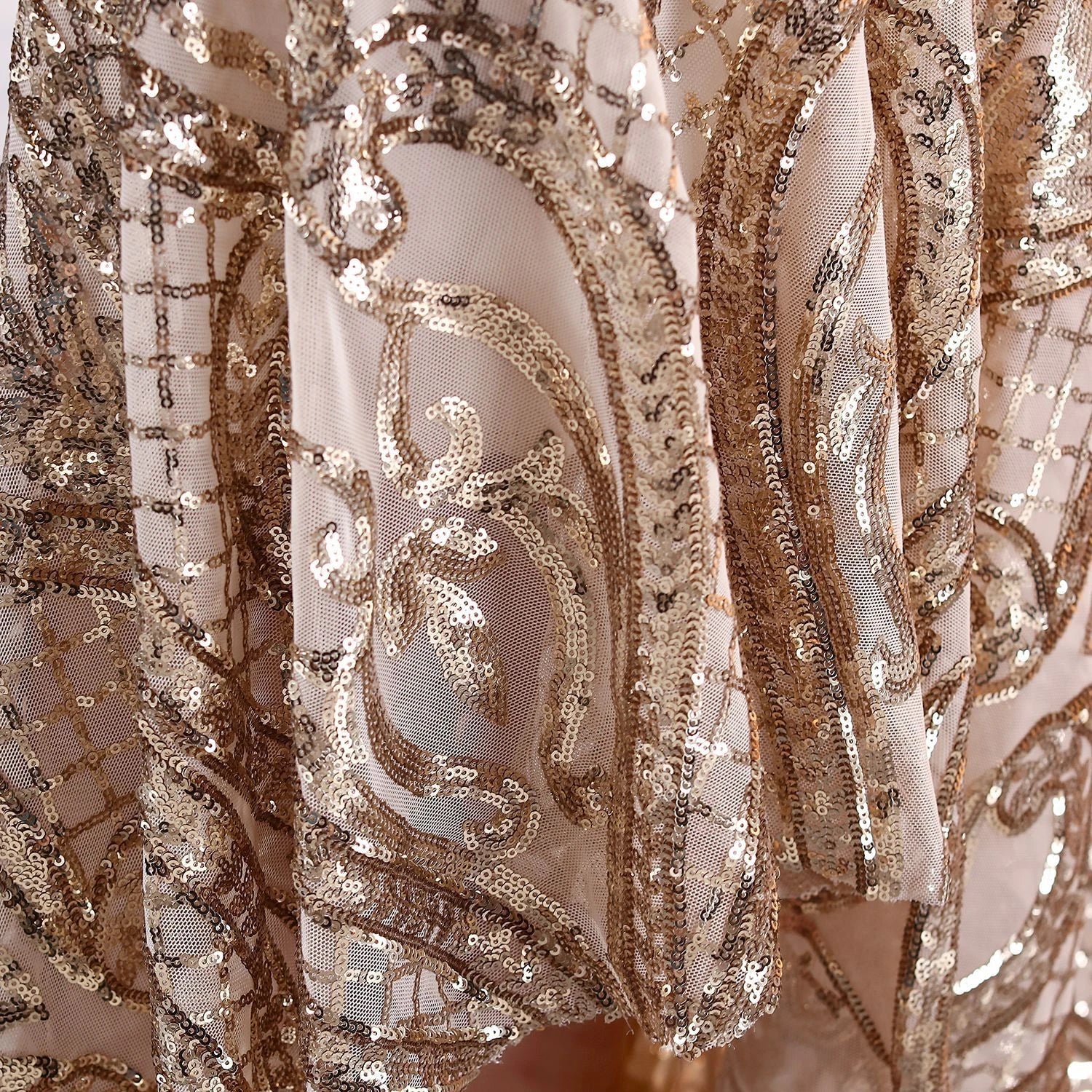 Sophisticated V-neck evening dress in white, black, and gold colours for formal events and parties in New Zealand