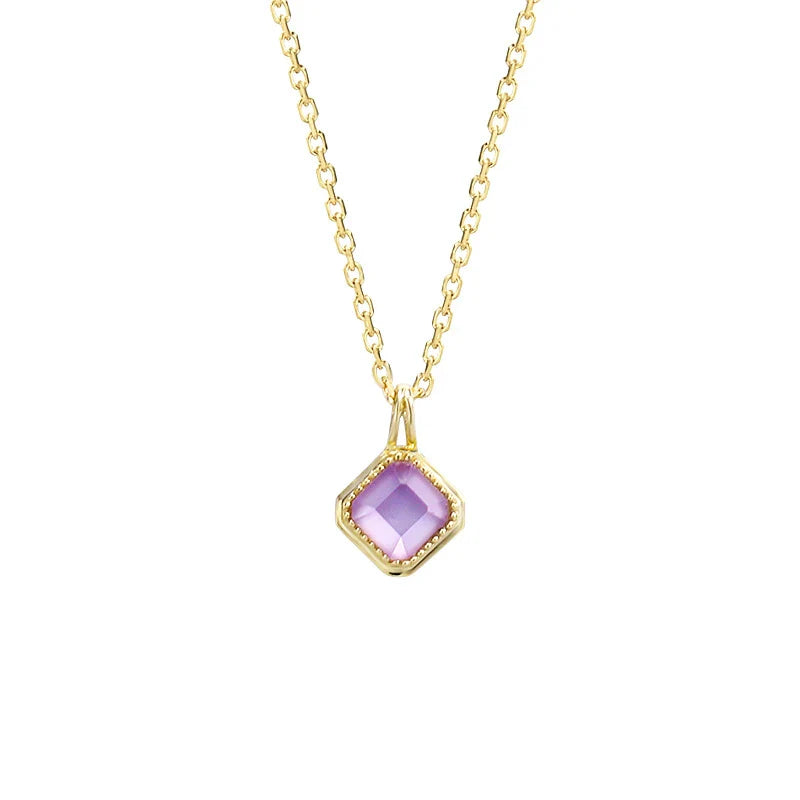 Elegant silver and amethyst vintage necklace with a Japanese-inspired geometric design