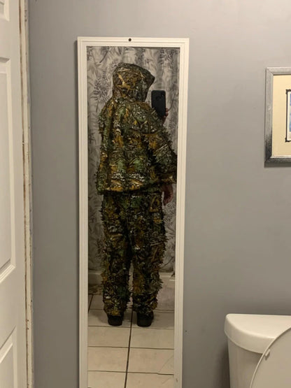 Ghillie Camouflage Camo Suit with 3D leafy design for superior concealment and all-weather performance