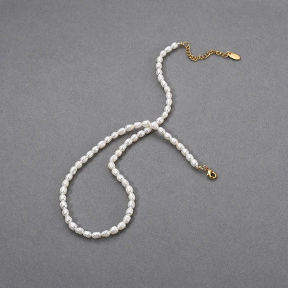 Trendha Natural Freshwater Pearl Necklace with Adjustable 18K Gold-Plated Chain