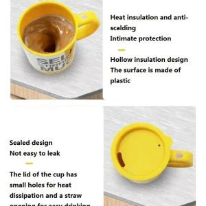 Automatic Lazy Self Stirring Magnetic Mug made of 304 stainless steel and food-grade plastic for effortless beverage mixing