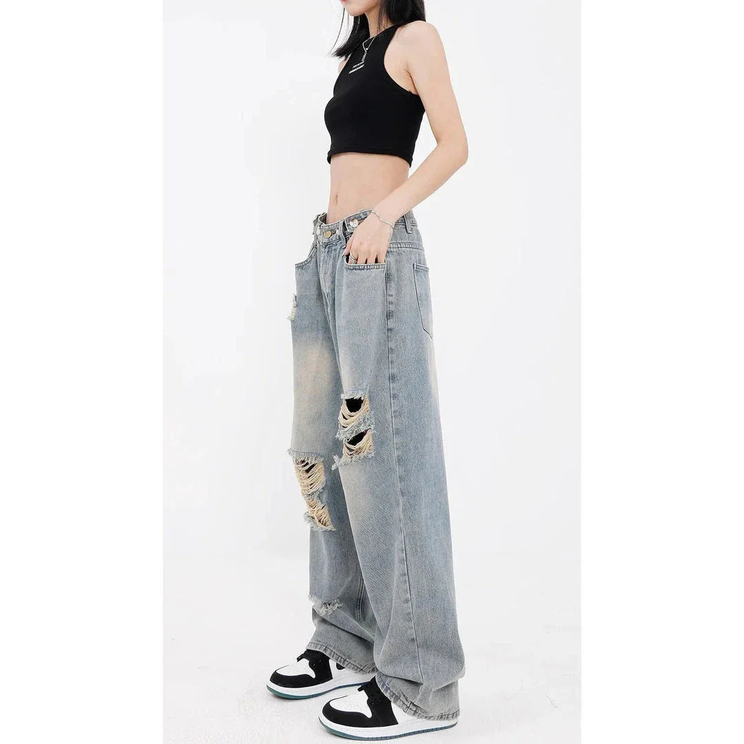 Stylish wide-leg gradient wash jeans with high-waist design, practical features, and edgy street-style vibe for the modern Kiwi woman