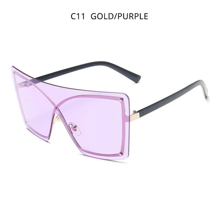 Fashionable Oversized Flat Top Sunglasses with a sleek, rimless design and gradient lenses for style and UV protection