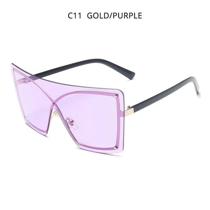 Fashionable Oversized Flat Top Sunglasses with a sleek, rimless design and gradient lenses for style and UV protection