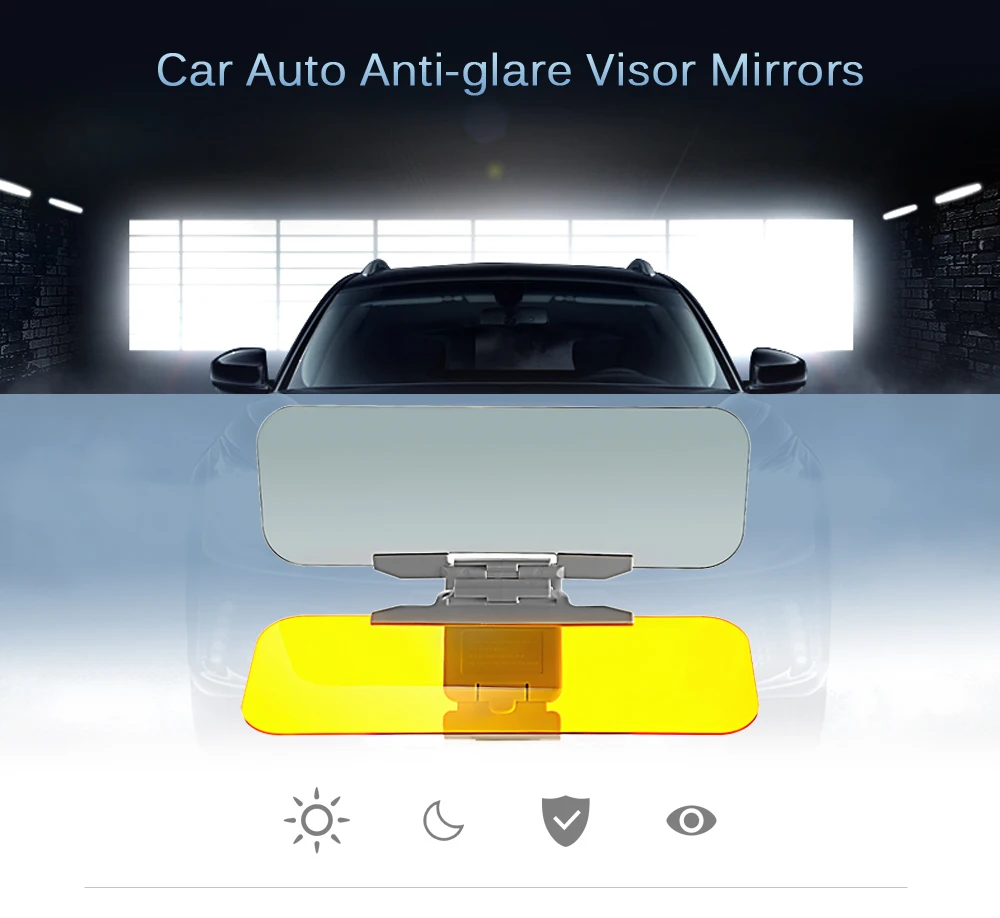 Glare-Blocking HD Car Sun Visor with Dual-Panel Design for Day and Night Driving