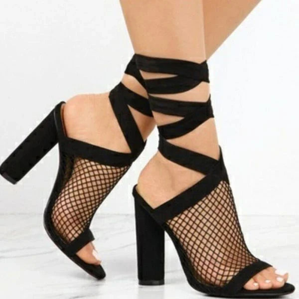 Stylish high heel sandals with flock upper, cross-strap design, and super high heel for a glamorous, Kiwi-approved look.