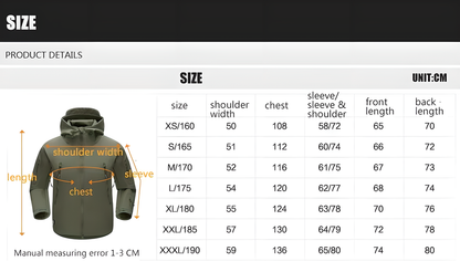 Tactical Soft Shell Waterproof Winter Jacket and Pants Set in 8 Colour Options: Gray, Green, Tree, Cp, Acu, Mud, Camo, and Black