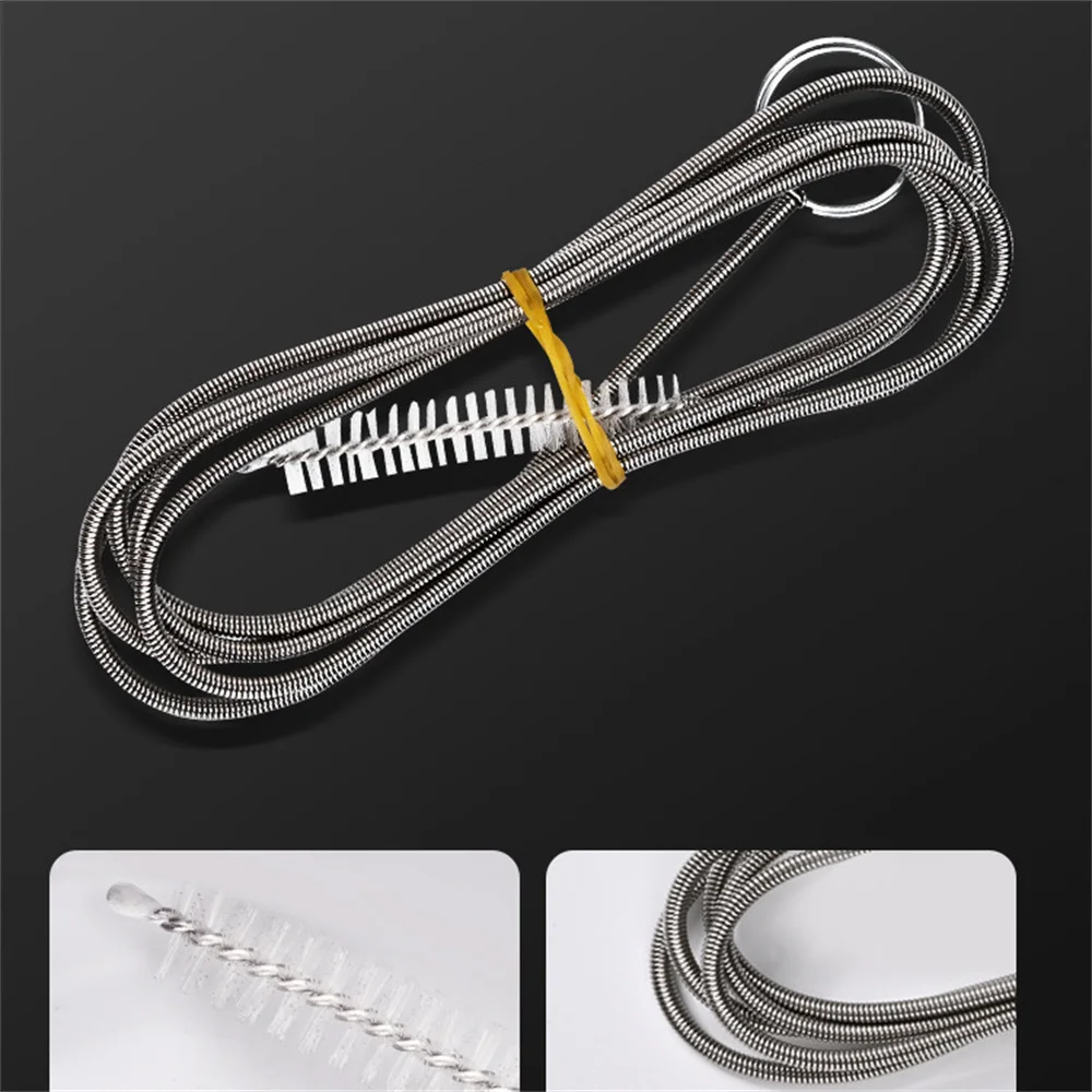 5-piece refrigerator drain hole cleaning kit with stainless steel brush, suction hose, and plastic scraper for thorough appliance maintenance