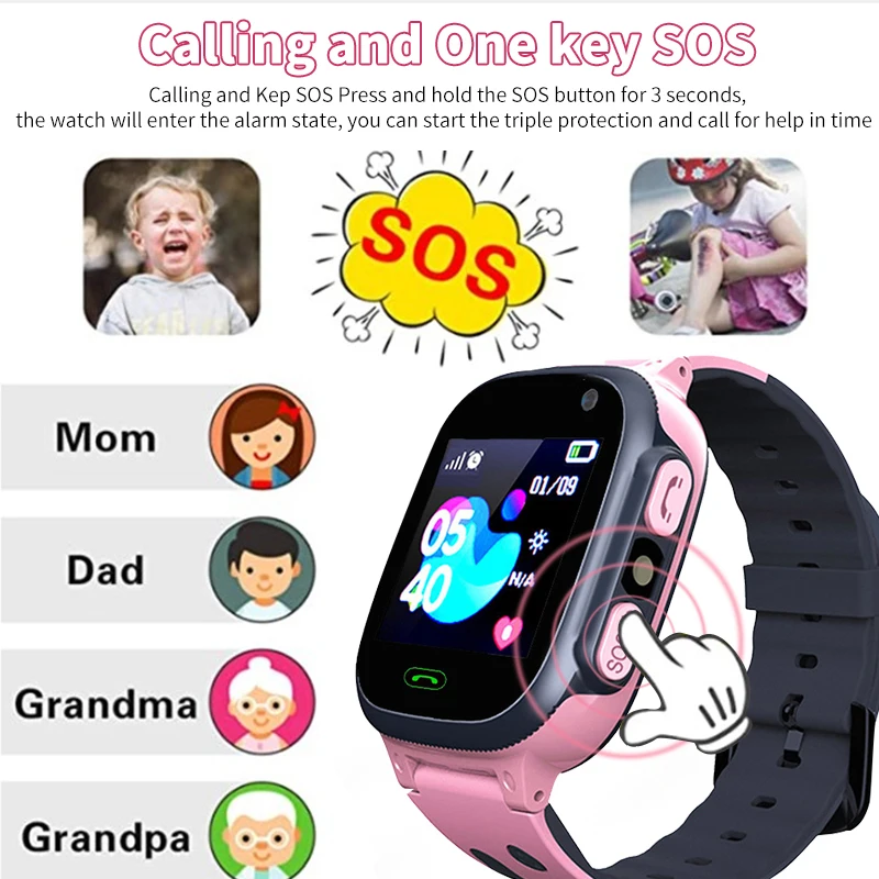 Advanced Kids GPS Smartwatch with GPS Tracking, SOS, and Waterproof Design for Active Kiwi Children