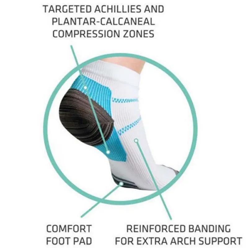 Supportive Heel and Ankle Compression Socks with targeted compression zones for Achilles, ankles, and heels