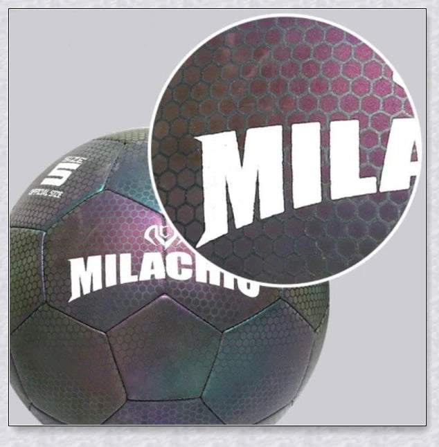 Glow-in-the-dark football night light with premium PU leather construction and unique holographic effect