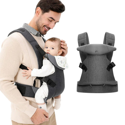 Ergonomic 4-in-1 baby carrier in gray, designed for comfort and convenience for Kiwi parents and their growing children