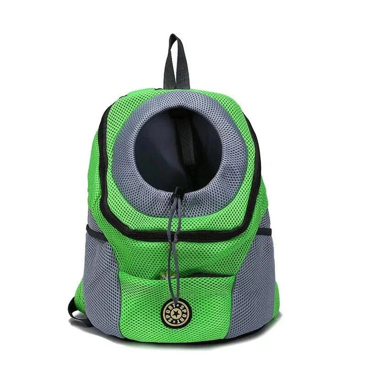 A compact dog carrier backpack with a head hole for your small dog to enjoy the ride comfortably and securely.