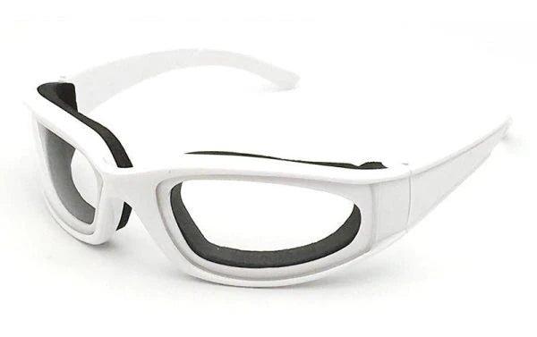 A pair of anti-spill sunglasses designed for use in the kitchen, featuring durable polycarbonate frames and lenses with UV400 protection.