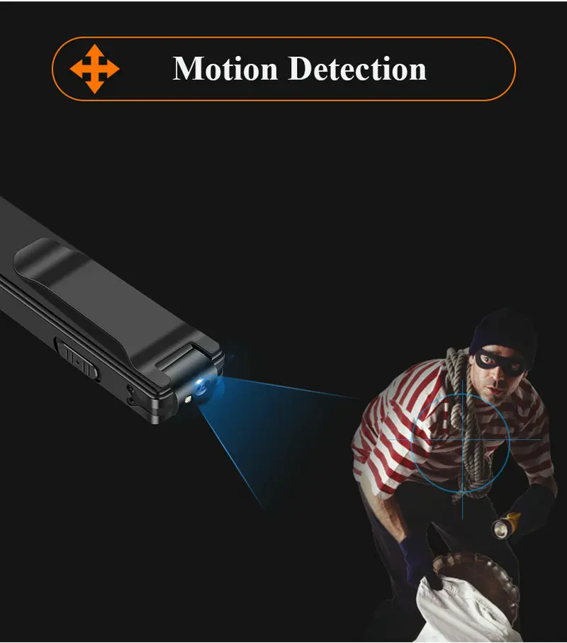 Vandlion HD Motion Detection Portable Micro Magnetic Body Camera with 1080p recording, 90-degree rotating lens, and motion detection capabilities