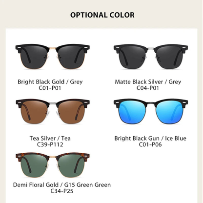 Foldable HD polarized sunglasses in various colors with compact folding design, polarized lenses, UV400 protection, and anti-glare coating