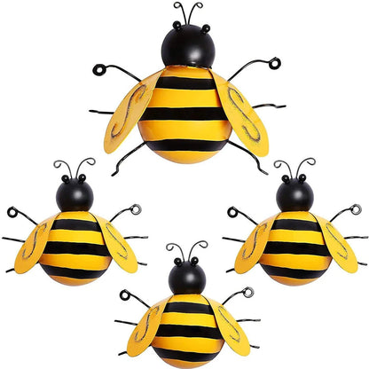 Decorative metal bumble bee garden ornament in a modern, nature-inspired design