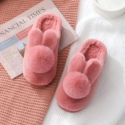 Cozy Bunny Slippers for Kiwi women, featuring plush synthetic fur lining and durable non-slip soles for ultimate indoor comfort and relaxation.