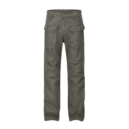 A pair of grey-green cotton overalls with a straight-leg design, perfect for the laid-back Kiwi lifestyle.