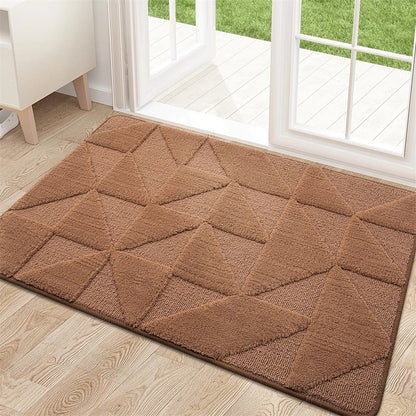 Geometric non-slip microfibre door mat in various sizes, featuring an elegant pattern and durable construction for a clean, stylish entryway.