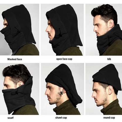 Thermal fleece face mask with full head, neck, and face coverage for winter protection