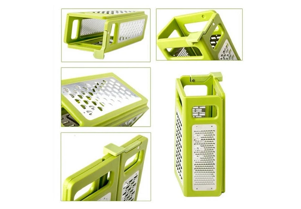 Foldable Slicer Advanced Professional Steel Cheese Box Grater for kitchen use, made of durable stainless steel with ergonomic design