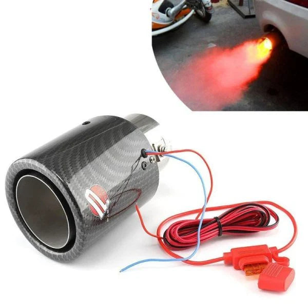 Automobile Flame Tail Pipe with adjustable inlet, outlet, and LED flame effect in blue or red color